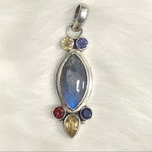 Labradorite, Iolite, Topaz & Garnet pendant